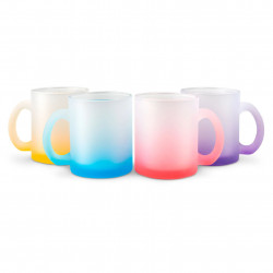 Mug en verre givré coloré personnalisable avec vos photos, images, logos et textes pour un café ou un thé original.