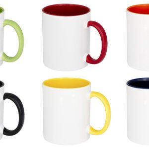 Mug personnalisé céramique 330 ml avec intérieur et poignée colorés – Photo ou texte