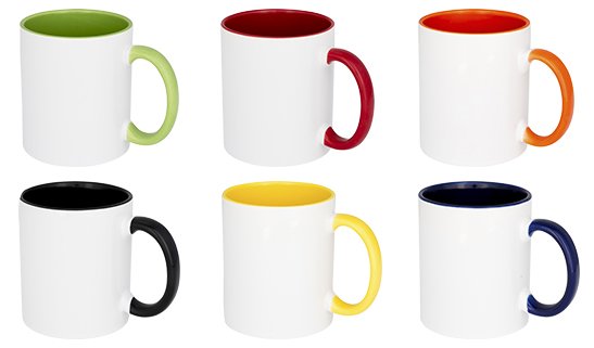 mug personnalisé 330 ml avec intérieur et poignée colorés
