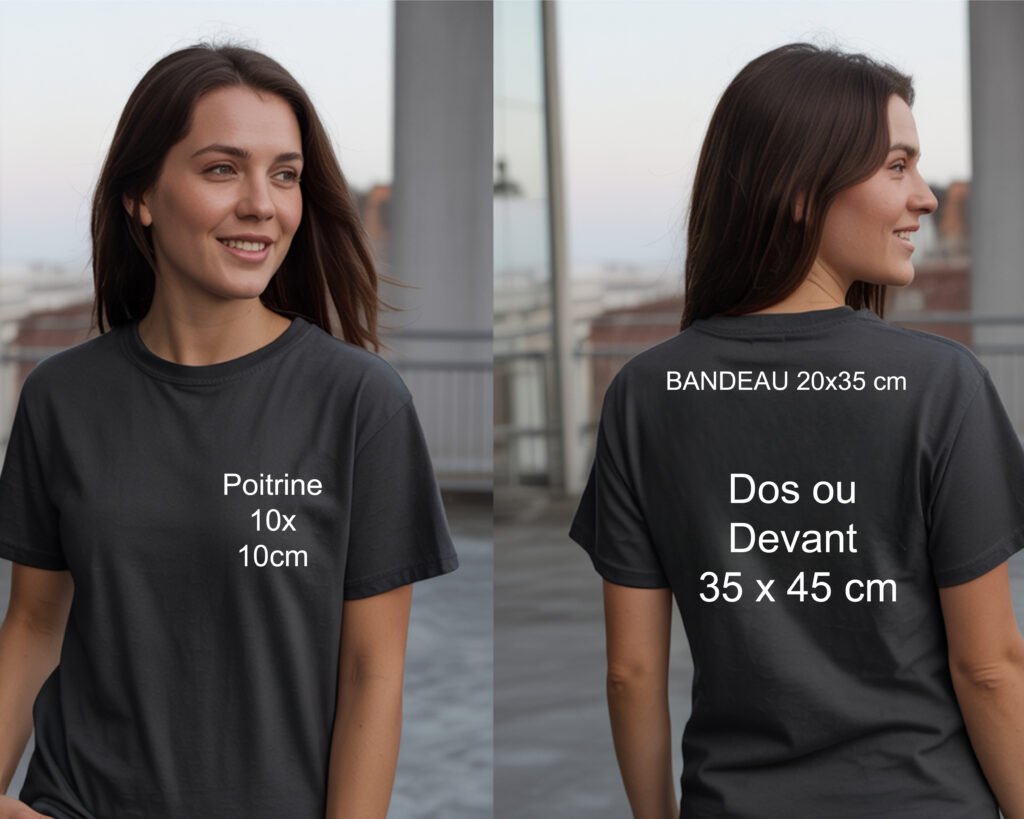 tee-shirt femme noir personnalisable par flocage